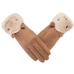 Winter Warm Gloves Waterproof Gloves Soft Suede Plush Lined Touch Screen Gloves 22833