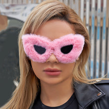 Load image into Gallery viewer, Plush Cat Eye Sunglasses Vintage Soft Fur  Masquerade Cosplay Party Glasses 22812
