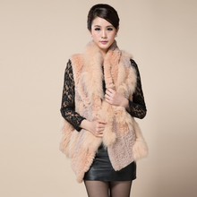 Load image into Gallery viewer, Natural Fox + REX Rabbit Fur Vest Jacket Coat
