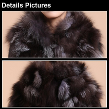Load image into Gallery viewer, natural Silver Fox Fur Vest with Big Hood Waistcoat In Fashion Jacket