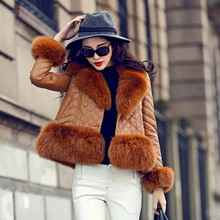 Load image into Gallery viewer, Genuine Leather Jacket Coat for Women Winter with Natural Fox Fur Collar and Trim