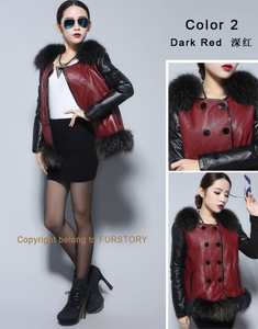 Women's Genuine Leather Coat Down Jacket with Real Fox Fur Collar Leather Coats Female