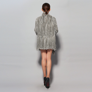 Natural Rabbit Fur Coat Jacket Biggest Size Jacket Winter Long Overcoat