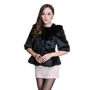 Natural Rabbit Fur Coat  Women'  Fashion Grace Overcoat Jacket