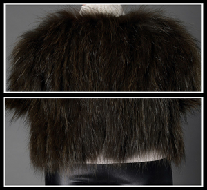 Knitted Natural Raccoon Fur Coat Winter Jacket Overcoat Long Sleeve