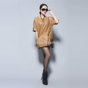 Genuine Sheep Leather Coat Cool Women Leather Jacket Top Grade Lamb Leather Overcoat