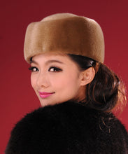 Load image into Gallery viewer, Women&#39;s Winter Hat Real Whole Mink Fur Hat Ladies&#39; Pillbox Seal Hat 13614