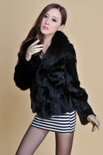 Load image into Gallery viewer, Women' Real Rabbit Fur Jacket with Real Fox Fur Collar Real Fur Jacket Coat 010119