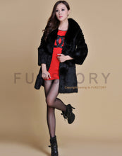 Load image into Gallery viewer, Women&#39;s Long Real Rabbit Fur Coat with Fox Fur Collor Fur Story FS13070