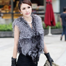 Load image into Gallery viewer, Real Silver Fox Fur Vest Whole Fur In Front  Waistcoat Jacket