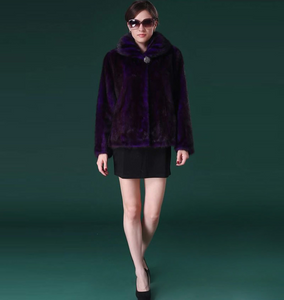 Natural Mink Fur Coat Big Fur Collar Full Pelt Whole Leather Fur Overcoat