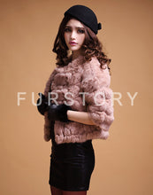 Load image into Gallery viewer, Real Rabbit Fur Coat Short Overcoat Jacket Womens&#39; Top Winter Dress Good Quality Fur Coat Female Fur Story FS13016