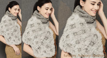 Load image into Gallery viewer, Real Knitted REX Rabbit Fur Scarf Beautiful Long Wrap Cape Shawl Neck Warmer Patches Color Top Quality FS15505