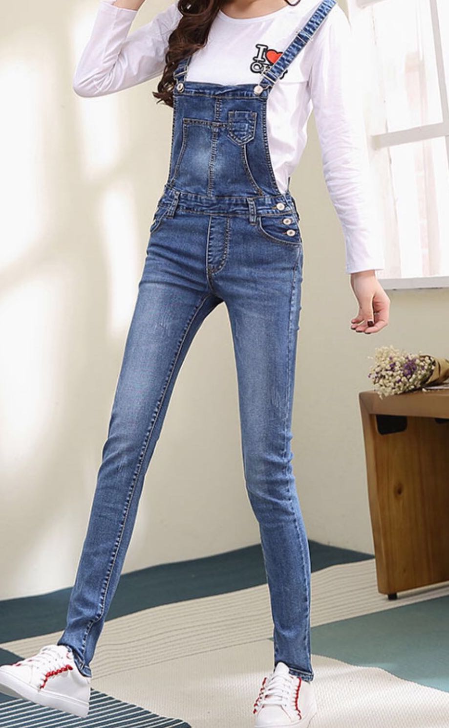 Fur Story bib women's suit 2020 new style denim trousers high waist, autumn wear slimming jumpsuit