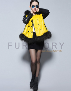Women's Genuine Leather Coat Down Jacket with Real Fox Fur Collar Leather Coats Female