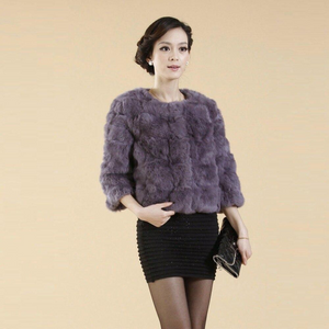 Real Rabbit Fur Coat Short Overcoat Jacket Womens' Top Winter Dress Good Quality Fur Coat Female Fur Story FS13016