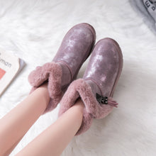 Load image into Gallery viewer, Women&#39;s Lovely Pompon Plush Lace Up Winter Ankle Snow Boots 22S31