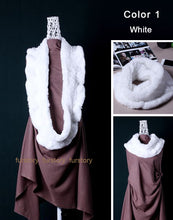 Load image into Gallery viewer, Real REX Rabbit Fur Scarf Rabbit Ball Fur Wrap Cape Shawl Neck Warmer FS15501