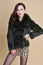 Load image into Gallery viewer, Women' Real Rabbit Fur Jacket with Real Fox Fur Collar Real Fur Jacket Coat 010119