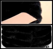 Load image into Gallery viewer, Women&#39;s Natural Mink Fur Coat Women Half Sleeve Stripes Female Short Overcoat 13086
