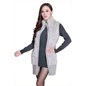 Natural Rabbit Fur Sweater Vest for Women Winter