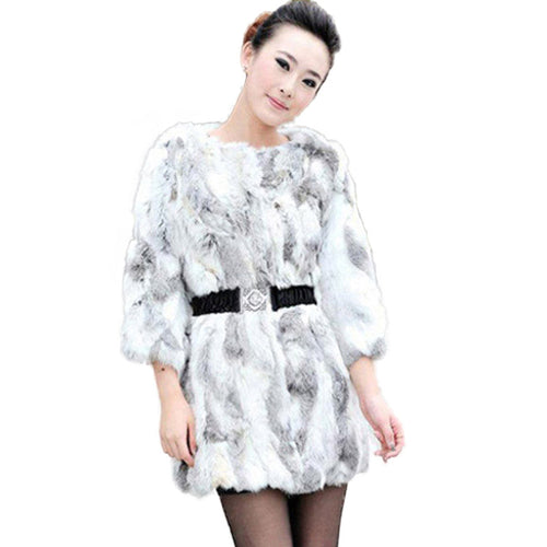 Woman Winter Coat Real Rabbit Fur Coat  Long Style Real Fur Coat  010106
