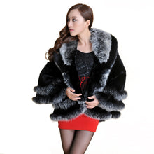 Load image into Gallery viewer, Women&#39;s Cropped Coat Real REX Rabbit Fur Coat Fox Fur Collar Coat Shawl 010139