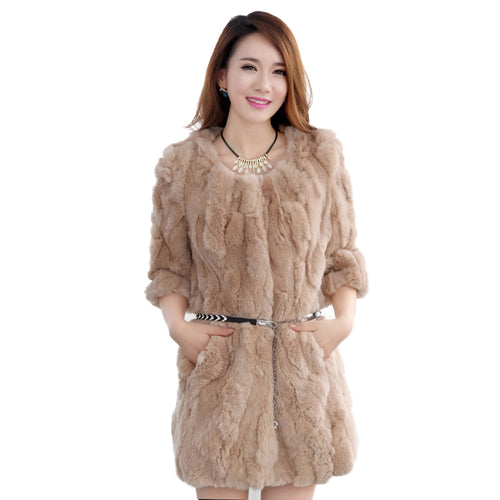 Women's  Real Rex Rabbit Fur Coat  Bright color Natural Fur Coat Female 13013