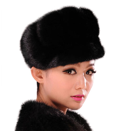 Women's Winter Hats Real Full Mink Fur Hats Women's Peaked Caps 13619