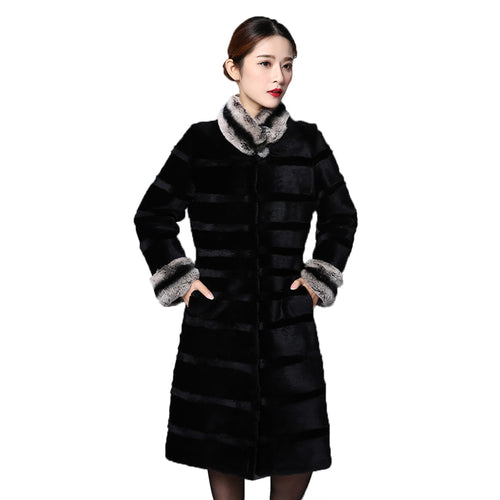 Women's Coats Real Rabbit Fur Coats Full Pelt Winter Jackets Long Coats 151241