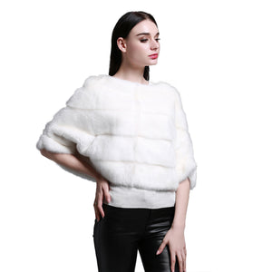 Women's Genuine Mink Fur Coat Women Bat Sleeved Coat for Women 16143