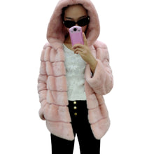 Load image into Gallery viewer, Women&#39;s Genuine Mink Fur Coat Women with Hood Striped Fur Jacket  16153