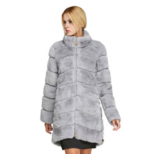 Load image into Gallery viewer, Women&#39;s Genuine Rabbit Fur Coat Women  Zip Stand-up Collar  Winter jacket  18131