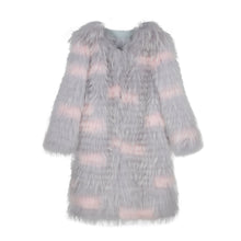 Load image into Gallery viewer, Winter Clothes Women Women&#39;s Raccoon Dog Fur Light Grey Stripe Long Lady Fur Coat FS21126