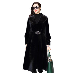 Winter Clothes Women Waist In Thin Sheep Fur Women's Middle Long Coat Mink Hair Collar Temperament Fur Coat Winter FS21134