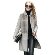 Load image into Gallery viewer, Mink Fur Grass Coat Mid Long Slim Sheepskin Coat for Women   21144