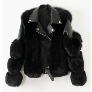 Real Fox Fur Coat Women Winter Coat Women With Sheepskin Leather WholeskinJacket Fur Jacket Fur Story FS20140 Fur Jacket