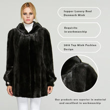 Load image into Gallery viewer, Fur Story FS18121 Women&#39;s Genuine Mink Fur Long Fur Coat with Fur Hood Winter Warm Jacket