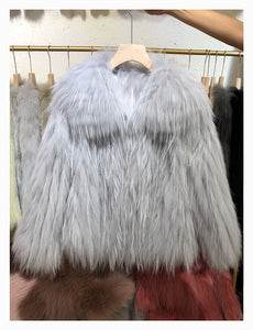 Raccoon Dog Fur Woven Fur Coat Women's Short Small Lapel Winter 2021 Fox Fur Fur Fur Coat Strip FS21119