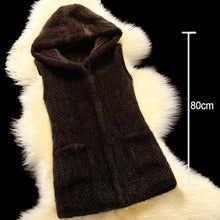 Load image into Gallery viewer, Women&#39;s Genuine Knitted Mink Fur Vest  Pocket Hoodie Jacket Plus Size 16295