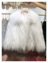 Load image into Gallery viewer, Raccoon Dog Fur Woven Fur Coat Women&#39;s Short Small Lapel Winter 2021 Fox Fur Fur Fur Coat Strip FS21119