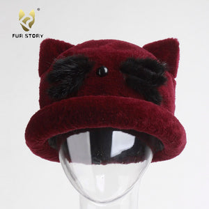 Winter Hats for  Women Lamb Fur Baseball Cap Casual Winter Warm Hat Fur Story FS18604