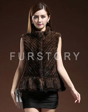 Load image into Gallery viewer, Women Vest Real Mink Fur Twill Stripes Skirt Hem Knitted 15269