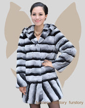 Load image into Gallery viewer, Women&#39;s Genuine Rabbit Fur Coat Chinchilla Color Winter jacket 15192