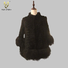 Load image into Gallery viewer, Women&#39;s Genuine Rabbit Fur Coat with Mongolia Lamb Fur Big Skirt Hem 151180