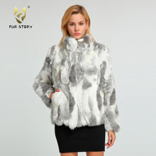 Load image into Gallery viewer, Women&#39;s  Real Rabbit Fur Coat Winter Real Fur Jacket  151249