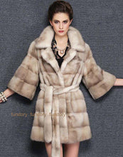 Load image into Gallery viewer, Women's Genuine Mink Fur Coat Women With Suit Collar Warm Long Overcoat  16047
