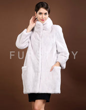 Load image into Gallery viewer, Women&#39;s Genuine Mink Fur Coat Stand Collar Natural Fur Women Jacket 16061