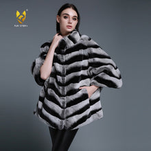 Load image into Gallery viewer, Bat Sleeve Real Fur Coat for Women Chinchilla Color