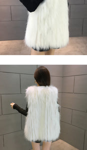 FS21120 Raccoon Fur Grass Stripe Vest Female Raccoon Dog Haining Slim Vest Autumn Winter Coat FS21107